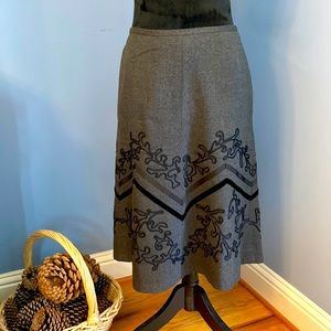 LOFT Wool Blend “Vintage” Design Embellished Skirt